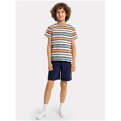 Комплект для мальчиков (футболка в цветную полоску, синие шорты)