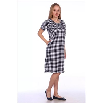 Платье клетчатое с узлом на спине - Ника - 409 - серый
