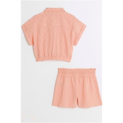 River Island Girls Tie Front Linen Set