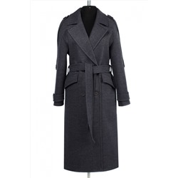 01-10373 Пальто женское демисезонное (пояс) валяная шерсть серо-синий