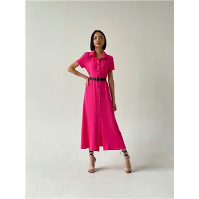 6138 Платье-рубашка удлинённое розовое (остаток: 42, 44)