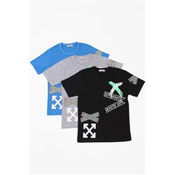 Трехкомпонентная футболка с принтом для мальчика из коллекции X, черная, серая, синяя FYK00280