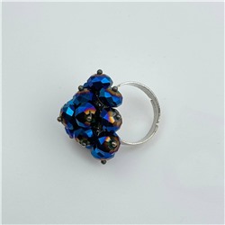 Кольцо с хрусталем цвет синий 4