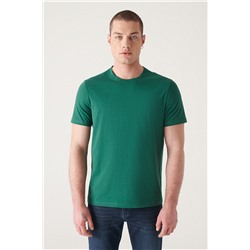 Зеленая базовая футболка из 100 % хлопка с круглым вырезом
