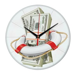 Часы настенные Спасательный доллар стеклянные   /  Артикул: 98296