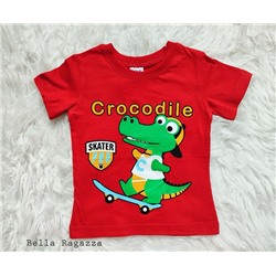Футболочка для мальчика , красная с крокодильчиком