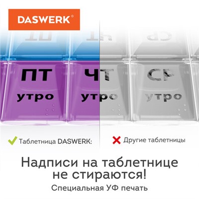 ТАБЛЕТНИЦА / Контейнер для лекарств и витаминов 5 отделений КАРМАННЫЙ, DASWERK, 630849