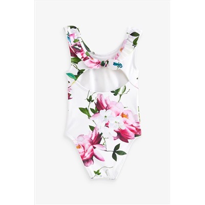 Baker by Ted Baker Floral Frilled White - Swimsuit