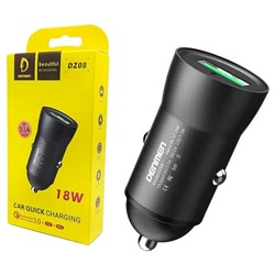 Автомобильный адаптер питания DENMEN DZ08 1USB QC3.0/FCP/AFC (черный)