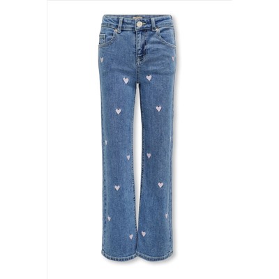 ONLY KIDS Blue Heart Print Wide Leg Jeans