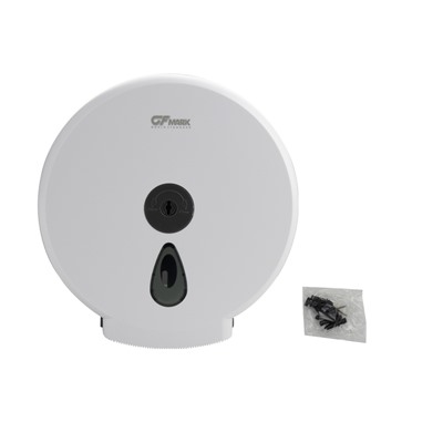 GFmark - Диспенсер для туалетной бумаги - барабан, пластиковый, БЕЛЫЙ, с глазком - капля, с ключом  ( 914)