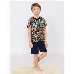 CSKB 50163-31 Пижама для мальчика (футболка, шорты),бежевый
