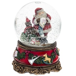 Фигурка декоративная в стекл. шаре с муз. "Санта", D 10 см, L10 W10 H14,5 см