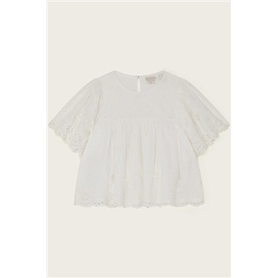 Monsoon White Broderie Blouse