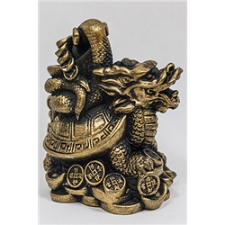 Фигурка Фэн-Шуй "Змея со слитком золота на драконо-черепахе",  гипсобетон, 9х8,5х9см