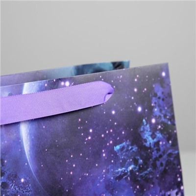 Пакет подарочный ламинированный квадратный, упаковка, «Космос», 30 х 30 х 12 см