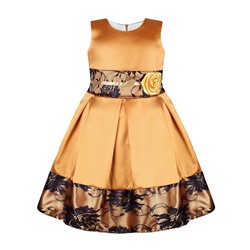 Нарядное золотое платье для девочки с гипюром 83326-ДН19