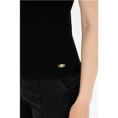 Женская черная базовая футболка без рукавов с круглым вырезом Неожиданная скидка в корзине