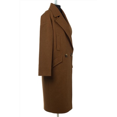 01-10944 Пальто женское демисезонное Микроворса/Рубчик темный кэмел