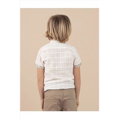 Белая рубашка для мальчика с рисунком самостоятельно OL-20Y1-001-V1