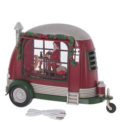 Фигурка дек в стекл шаре "Дед Мороз в фургоне" (подсвет, вьюга, муз, AA х3 н/п +USB) L26 W18 H11 см