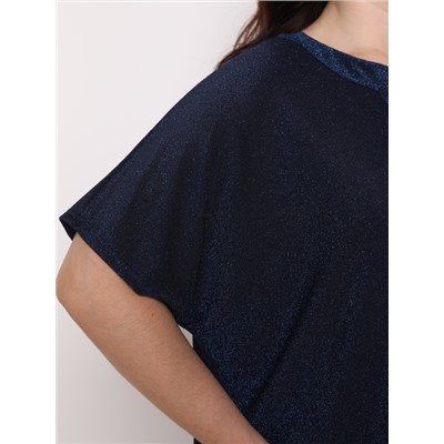 Тёмно-синяя трикотажная блузка с короткими рукавами