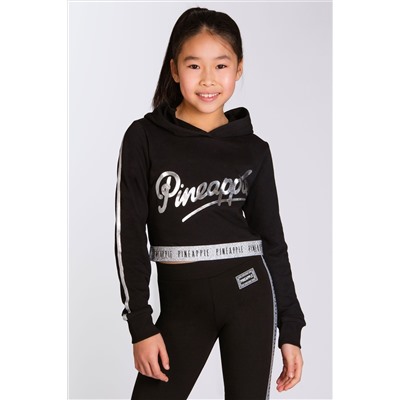 Pineapple Girls Tape Crop Black Hoodie