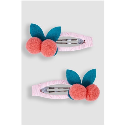 JoJo Maman Bébé 2-Pack Cherry Pom Pom Clips