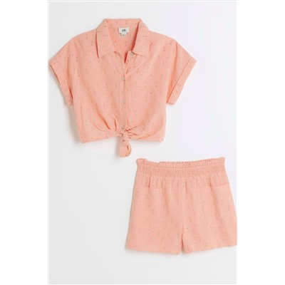 River Island Girls Tie Front Linen Set