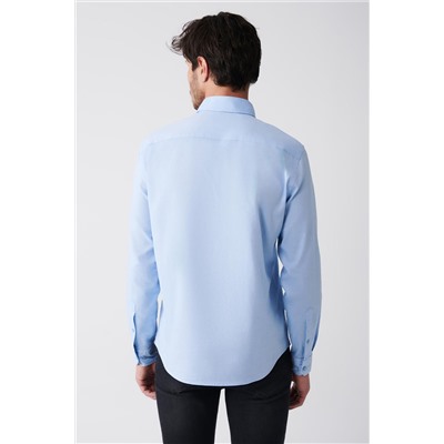 Голубая рубашка, оксфорд, 100% хлопок, воротник на пуговицах, стандартная посадка