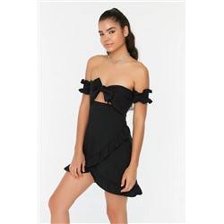 Черное супер мини-платье с воротником Karmen TWOSS22EL00016