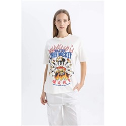 Унисекс крутая футболка оверсайз с круглым вырезом и короткими рукавами Sisney Mickey & Minnie