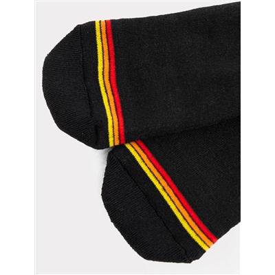 Детские носки "термо" черного цвета с красной и желтой полоской
