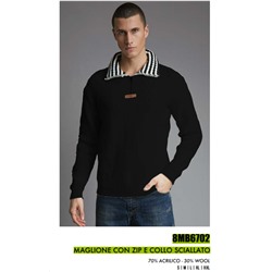 8MB6702 MAGLIONE CON ZIP E COLLO SCIALLATO