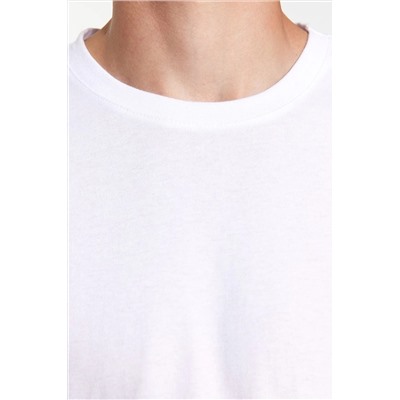 Белая базовая футболка стандартного кроя с круглым вырезом и длинными рукавами из 100% хлопка TMNAW21TS0208