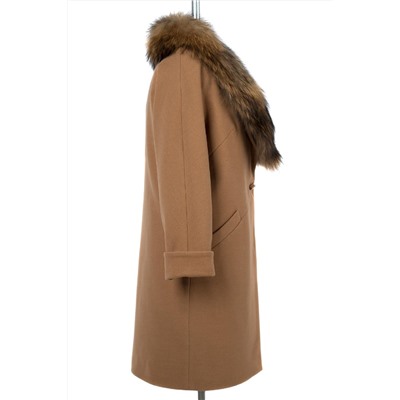 02-3188 Пальто женское утепленное Пальтовая ткань Кэмел