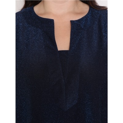 Тёмно-синяя трикотажная блузка с короткими рукавами