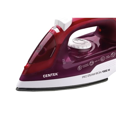 Утюг Centek CT-2347 PURPLE (пурпур) 1800Вт, антипригар. подошва, паровой удар, самоочистка, 200мл