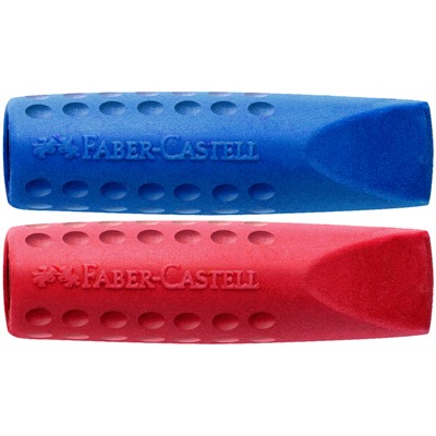 4шт Набор ластиков-колпачков Faber-Castell "Grip 2001" 2шт., трехгранные, серые, синие, красные