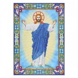 Мозаика алмазная 30*40см КОКОС Господь Иисус Христос частичная выкладка стразы разных форм холст на подрамнике 214940