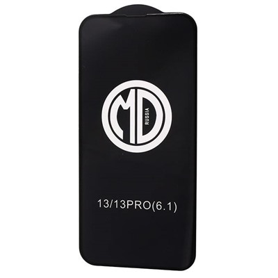 Защитное стекло утолщенное MD iPhone 13/13 Pro/14 6.1" (черный) тех.упаковка