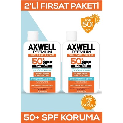 2шт AXWELL Spf 50+ 2 Pack Opportunity Set Увлажняющий солнцезащитный крем с высокой защитой от пятен, 100 мл