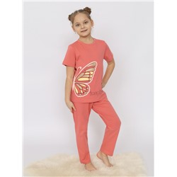 CSKG 50169-28 Пижама для девочки (футболка, брюки),коралловый