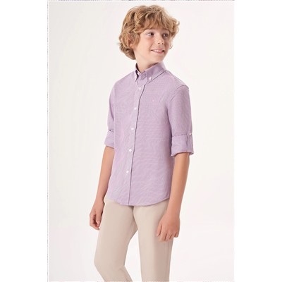Детская рубашка стандартного кроя с длинными рукавами для мальчиков, красная GM23Y231166_D24