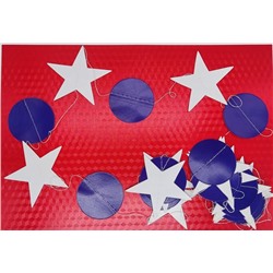 Гирлянда картон 4м - Звезды белые+круги фиолетовые