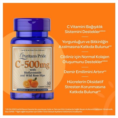 Набор 2шт Puritan's Pride Vitamin C-500 Mg 2 x 30 Tablet