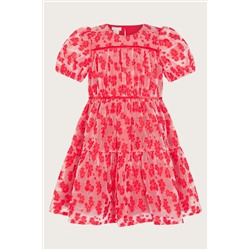 Monsoon Red Floral Texture Dress