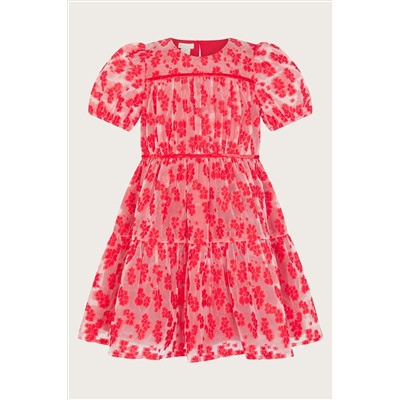 Monsoon Red Floral Texture Dress