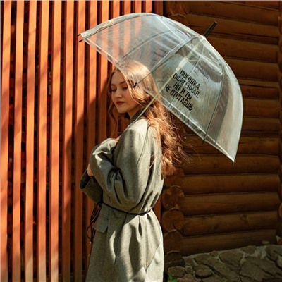 Зонт женский купол "Погодка офигительная, но и ты не отстаёшь", 8 спиц, d = 88 см, прозрачный