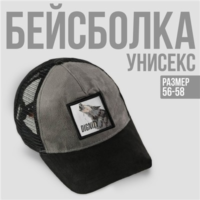 Кепка мужская с сеткой DIGNITY, цвет чёрный, р-р 56